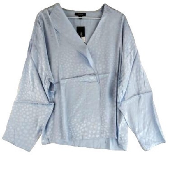 Alfani Plus Size Collared Blouse Blue Combo 3X - Picture 2 of 3